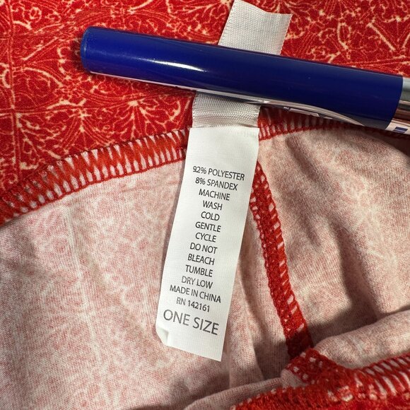 LuLaRoe Geometric Red and Cream Tile Mosaic Pattern New Leggings One Size OS - Picture 4 of 6